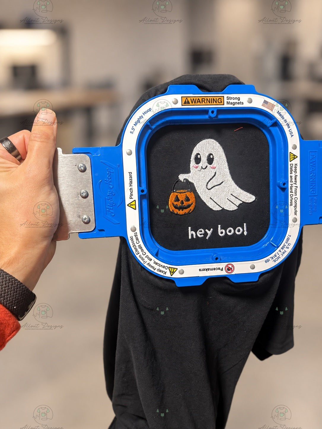 Hey Boo! Embroidered Ghost Sweatshirt | Bella+Canvas