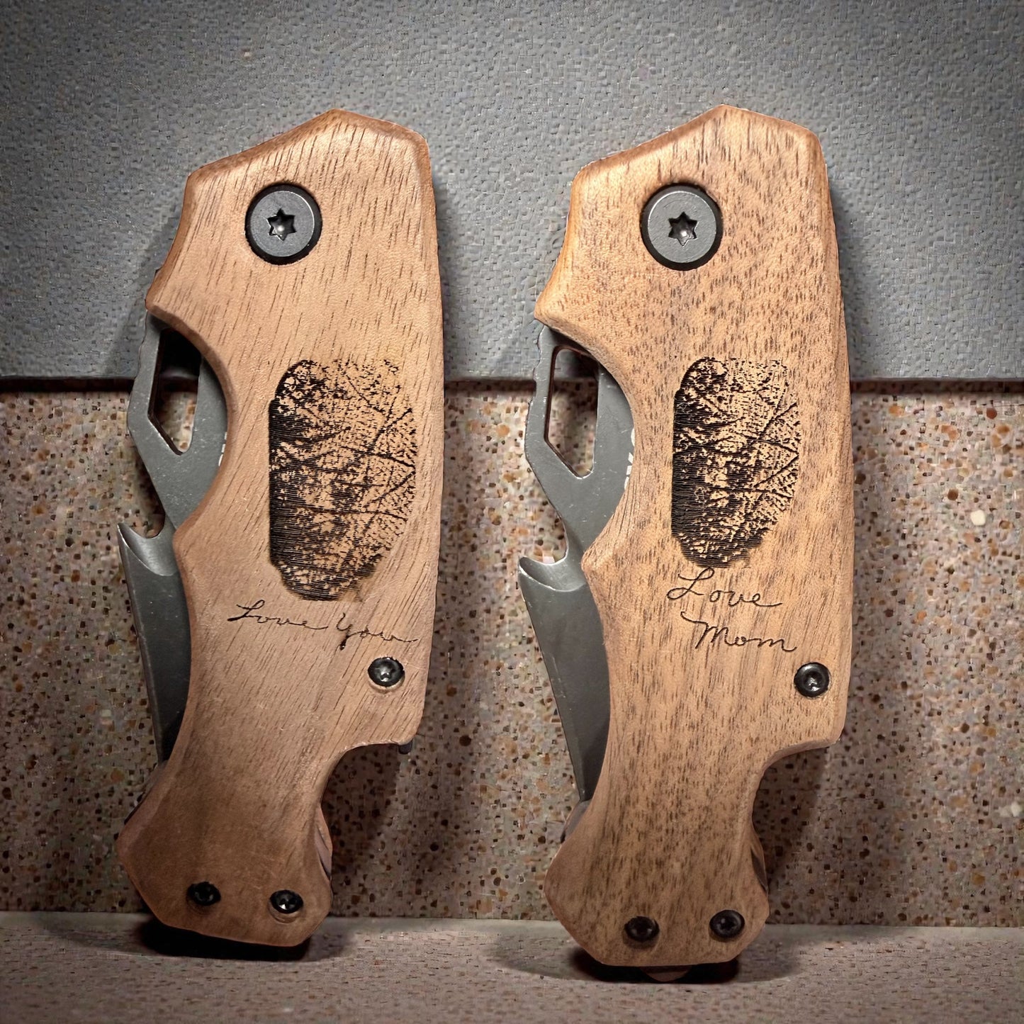 Custom Engraved Wooden Pocket Knife